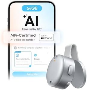 soundcore Work AI Voice Recorder by Anker, Wearable Note Taker for Meetings, Transcribe and Summarize (300 Mins/Mo Included, Optional App Upgrades), MFi Certified, 64GB, 150+ Languages, USB-C Charging