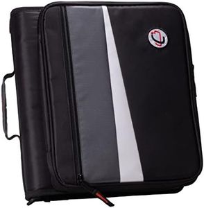 Case-It 1.5 Inch 3 D-Ring Zipper Binder with Padded Laptop Case Workstation, Shoulder Strap, LT-117, Black