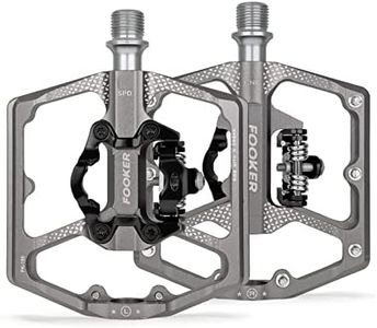 FOOKER MTB Mountain Bike Pedals, Dual Function Flat and Pedal,3 Sealed Bearing Flat Platform Compatible with Clipless Pedal Aluminum 9/16" Pedals with Cleats for Road Mountain BMX MTB