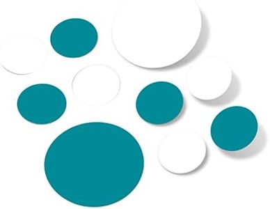 Set of 30 - White/Turquoise Circles Polka Dots Vinyl Wall Graphic Decals Stickers