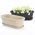 Eha Earth Friendly Regalia 12 Inch Pots and Planters Set of 2 | Bamboo Based, UV Protected | Plant Pots for Indoor & Balcony Window Flower Pots | Multicolor