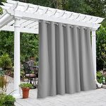 NICETOWN Outdoor Curtain for Patio Waterproof W100 x L84, Blackout Vertical Blinds Thermal Insulated Stainless Steer Grommet Indoor Outdoor Divider for Public Space, Silver Grey, 1 Piece