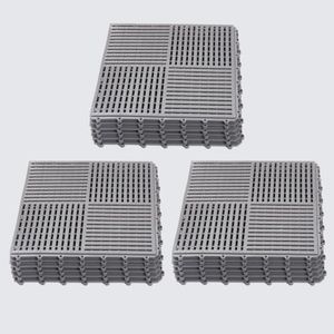 wiiiw 18 Pack Modular Interlocking Tiles Double Non-Slip 12"x12" Gray