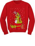 Tstars T-Rex Dinosaur Ugly Xmas Sweater Toddler/Kids Sweatshirt 3T Red