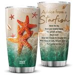 ZOXIX Advice From A Starfish Tumbler Cup 20oz Summer Hawaii Beach Themed Coffee Mugs With Funny Quote Travel Cups Insulated For Hot And Cold Starfish Gifts For Women Girls