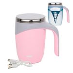DaaSiGwaa Self Stirring Mug - Magnetic Electric Auto Cute Mixing Cup Tasse for Office/Kitchen/Travel/Home Coffee/Tea/Hot Chocolate/Milk-450 ml/15.2 oz(Brown)