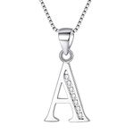 Clearine 925 Sterling Silver Initial Necklace CZ 26 Letters A Alphabet Charm Pendant Jewellery Gifts for Women Mom Girlfriend Girls Teen Anniversary Birthday Mothers Day Christmas Valentines