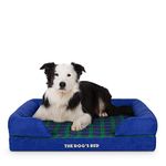 The Dog’s Bed Orthopedic Memory Foam Dog Bed with Bolsters for Large Dogs, High Density Support Mattress, Low Front Entry, Removable Washable Cover, Oxford Fabric, Black Watch Tartan, Large