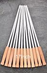 17-Inch Long Flat BBQ Skewers, HONSHEN Brazilian-style Stainless Steel 3/8 Inch Wide Blade with hardwood Handle barbecue skewers for Grilling Meat,Chicken,Shrimp,Vegetables-Set of 12