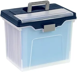 Office Depot Large Mobile File Box, Letter Size, 11 5/8in.H x 13 3/6in.W x 10in.D, Clear/Blue, 110988