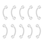 6ixGosh 14g 16g Pregnancy Belly Button Rings Pack, Maternity Belly Button Piercing Clear Piercing Retainer Jewelry, Short Long Bar Plastic Belly Button Rings for Surgery Healing, Bioflex Curved