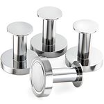 Mavoro Strong Magnetic Hooks for Hanging Coats and Bags. Set of 4 Chrome Magnet Hooks Heavy Duty Magnets, Neodymium 52 Rare Earth Magnets. Push Pin Style Magnet Hook for Refrigerator, Locker etc