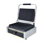 Commercial Panini Press Grill Electric Sandwich Griddle with Temperature Control,Stainless Steel Non-Stick Full Grooved Plates Large Grill for Kitchen Restaurant BBQ(1800W)