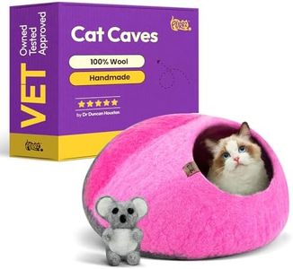 PURRZ Luxury Cat Cave | Natural Wool Felt Handmade Indoor House, Bed, Condo, Furniture & Hideaway (Medium, Galah)