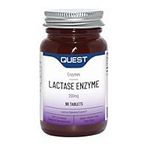 Quest Lactase Enzyme 200mg for Lactose Intolerance Relief. 2000 ALU Fast Relief Dairy Enzymes Digestive Supplement to Prevent Gas, Bloating & Diarrhoea. Dairy Free, Gluten Free & Vegan (90 Tablets)