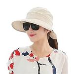 Women's Sun Hat UPF 50+ UV Protection Hat Foldable Wide Brim Beach Hats Sunbonnet with Detachable Top Breathable Summer Sun Visor Cap Outdoor Peaked Cap for Travel Vacation Swimming Pool Camping