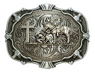 Moranse Silver Religion Cross Kneeling Prayer Design Western Cowboy Belt Buckles, Religion Cross Kneeling Prayer, Medium