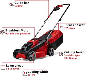 Einhell 18V Cordless Lawnmower – 30cm Cutting Width