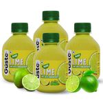 Gusto Foods Green Lime Juice Concentrate - Pack Of 4 (800Ml) | Equivalent To 80 Limes | Pocket Bottle Hassle Free | Ideal For Daily Use In Cooking & Beverages | Lime Zest In Every Drop, 800 Mg