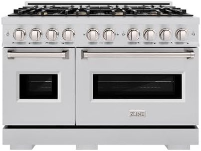ZLINE 48 in. 6.7 cu. ft. Classic Double Oven Gas Range in Stainless Steel with 8 Brass Burners (CGR-BR-48)