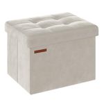 SONGMICS Storage Ottoman, Foldable Small Ottoman Foot Rest, 31 x 41 cm Foot Stool, Ottoman with Storage, Load up to 130 kg, for Living Room, Bedroom, Dorm, Cream White LSF200W51