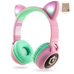 PowerLocus Wireless Bluetooth Headphones for Kids, Kid Headphone Over-Ear with LED Lights, Foldable Headphones with Microphone,Volume Limited, Wireless and Wired Headphone for Phones,Tablets,PC,Laptop