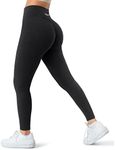 A AGROSTE Women Seamless Workout Leggings for Tall Girl Scrunch Butt Lifting Gym Leggings High Waisted Yoga Pants, #3 Black, Large