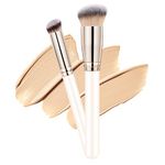 Makeup Brushes Dpolla Pro Foundation Brush and Flawless Concealer Brush Perfect for Any Look Premium Luxe Hair Contour Brush Perfect for Blending Liquid,Buffing,Cream,Sculpting,Mineral Makeup( White)