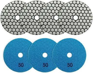 BRSCHNITT Dry Diamond Polishing Pad Set,7pcs 4 inch #50 for Stone Marble Quartz Granite Sanding Disc Countertop Polish Polisher Pads Kit Tools used on Grinder or Polisher