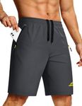 TACVASEN Running Shorts for Men Lightweight Quick Dry Man's Summer Workout Gym Breathable Sport Outdoor Shorts with Front and Rear Zipper Pockets Gray