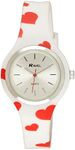 Ravel Women's Heart Quartz Watch with Patterned Silicone Strap - White/Red Hearts