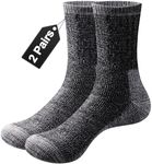 YUEDGE Mens Merino Wool Socks Thick Warm Winter Socks Cushioned Black Thermal Socks For Men 9-11, 2 Pairs