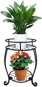 SYAMEET 2-tier Plant Stand, Indoor Outdoor Metal Plants Shelf,Tall Black Metal Rustproof Stable Flower Stand, Multiple Plant Rack,Flower Pot Stand for Corner, Patio, Living Room, Garden.