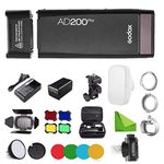 Godox AD200 Pro AD200Pro Flash Strobe Speedlight 200Ws 2.4G w/Godox ML-CS1625 Flash Diffuser, 0.01-1.8s Recycling, 2900mAh Battery, Bare Bulb/Speedlite Fresnel Flash Head with BD-07, Reflector
