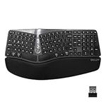 DELUX Wireless Ergonomic Split Keyboard with Wrist Rest, Multi-Device Ergo Keyboard Bluetooth, Comfortable Type and Reduce Hand Pain, for Windows and Mac (GM901D-Black)