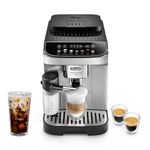 De'Longhi Magnifica Evo with LatteCrema System, Fully Automatic Machine Bean to Cup Espresso Cappuccino and Iced Coffee Maker, Coloured Touch Display, Black, Silver