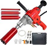 Gtonksye Diamond Core Drilling Machine, Handheld Dry and Wet Core Drill Rig, 1-1/4"Threaded Shaft, Equipped with Wet Drill Bits 1.25", 2.5", 3.25",4"and Water Pump Set, for Concrete Bricks and Stones