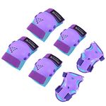 Kids/Youth Knee Pad Elbow Pads Guards Protective Gear Set for Rollerblade Roller Skates Cycling BMX Bike Skateboard Inline Skatings Scooter Riding Sports (A-Blue / Purple, Medium(6-15 Years))