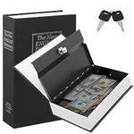 KYODOLED Book Safe with Key Lock, Portable Metal Safe Box, Dictionary Diversion Book Safe,Secret Book Hidden Safe,9.5" x 6.1" x 2 .2" Black Large