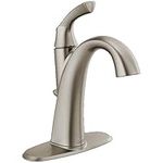 Delta Sandover Spotshield Brushed Nickel 1-Handle Single Hole WaterSense Bathroom Sink Faucet with Drain