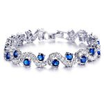 Mahi Rhodium Plated Rich Royal Blue Cuff & Kada Bracelet for Women BR1104004R