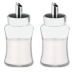 J&M DESIGN 2-Pack Sugar Dispenser w/Pour Spout Shaker Sugar Container Coffee Bar Accessories Organizer Essentials Powdered Creamer Baking Supplies Lid Pourer 7.5oz Glass Jar Bowl Salt Dish Holder