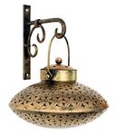 Lamcy Plaza Antique Degchi Style Brass Dhoop Dani Pot Golden Finish and Tealight Candle Holder | Incense Burner | Pooja Items | Dhoop Batti Stand | Size-Degchi L9xW9XH8.5 in| Bracket L8XW1XH8 in