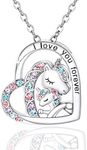 Luckimoli You are Magical Unicorn Necklace for Girls Crystal Heart Pendant Necklaces Jewelry Gifts for Girls Daughter Granddaughter Niece Birthday