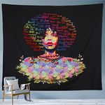 Namey Wall Tapestry African American Woman Black Girl Hanging Tapestries with Inspirational Words Hippie Wall Art Decor for Bedroom Living Room College Dorm Room Decoration, 50*60inch