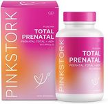 Pink Stork Total Prenatal Vitamin with DHA & Folate: Doctor-Formulated Prenatal Vitamins, Multivitamin with Iron, Vitamin B6 & B12, Vitamin D, Pregnancy Must Haves, Women-Owned, 60 Vegetarian Caps