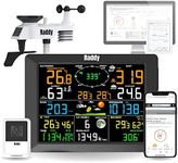 Raddy WF-100C Weather Station with Outdoor Sensor Wireless 14-in-1 WiFi Indoor Outdoor Thermometer with 8 Inch Digital Colour Display, Wind Gauge Rain Gauge Solar Sensor for Home, Office, Home Garden