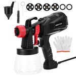 Aytop Paint Sprayer, Electric Spray Gun with 4 Nozzles 3 Patterns 400W Fence Paint Sprayer with Adjustable Valve 800ML Detachable Container Handheld Paint Sprayer for Ceiling Walls Cabinets (Black)