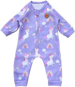 Swimbubs Baby Swimming Warm Suit Boys Fleece Lined Wetsuit Girls UV UPF50 Sun Protection Swimsuit (2-3 Years, Purple Unicorn)