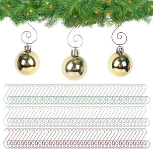 Miukada Christmas Ornament Hooks, Christmas Ornament Hangers 120Pcs, Mix Color Small Metal Decorative Ornament Hooks for Xmas Tree Decorations-Silver & Green & Red